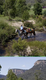 One person, one horse, one setting sun